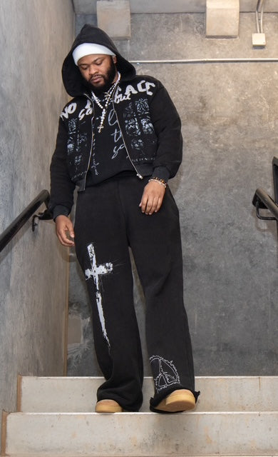 No Peace Flared Sweats (Black)
