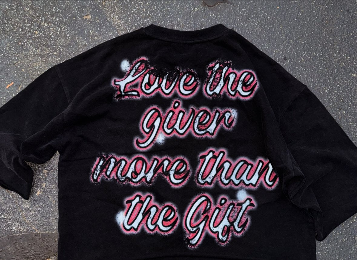 'Love The Giver Not The Gift' Oversized Crop Tee