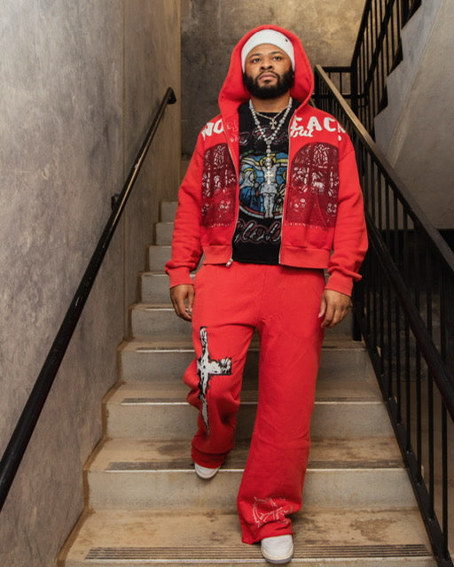 No Peace Flared Sweats (Red)