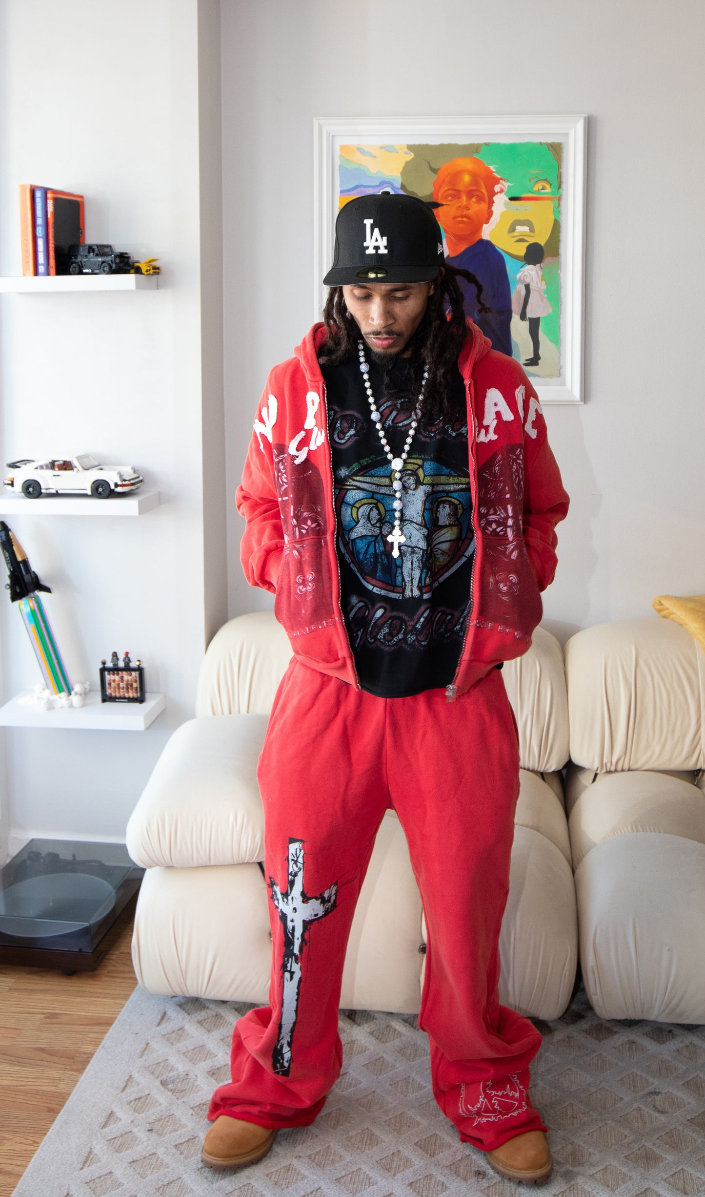 No Peace Flared Sweats (Red)