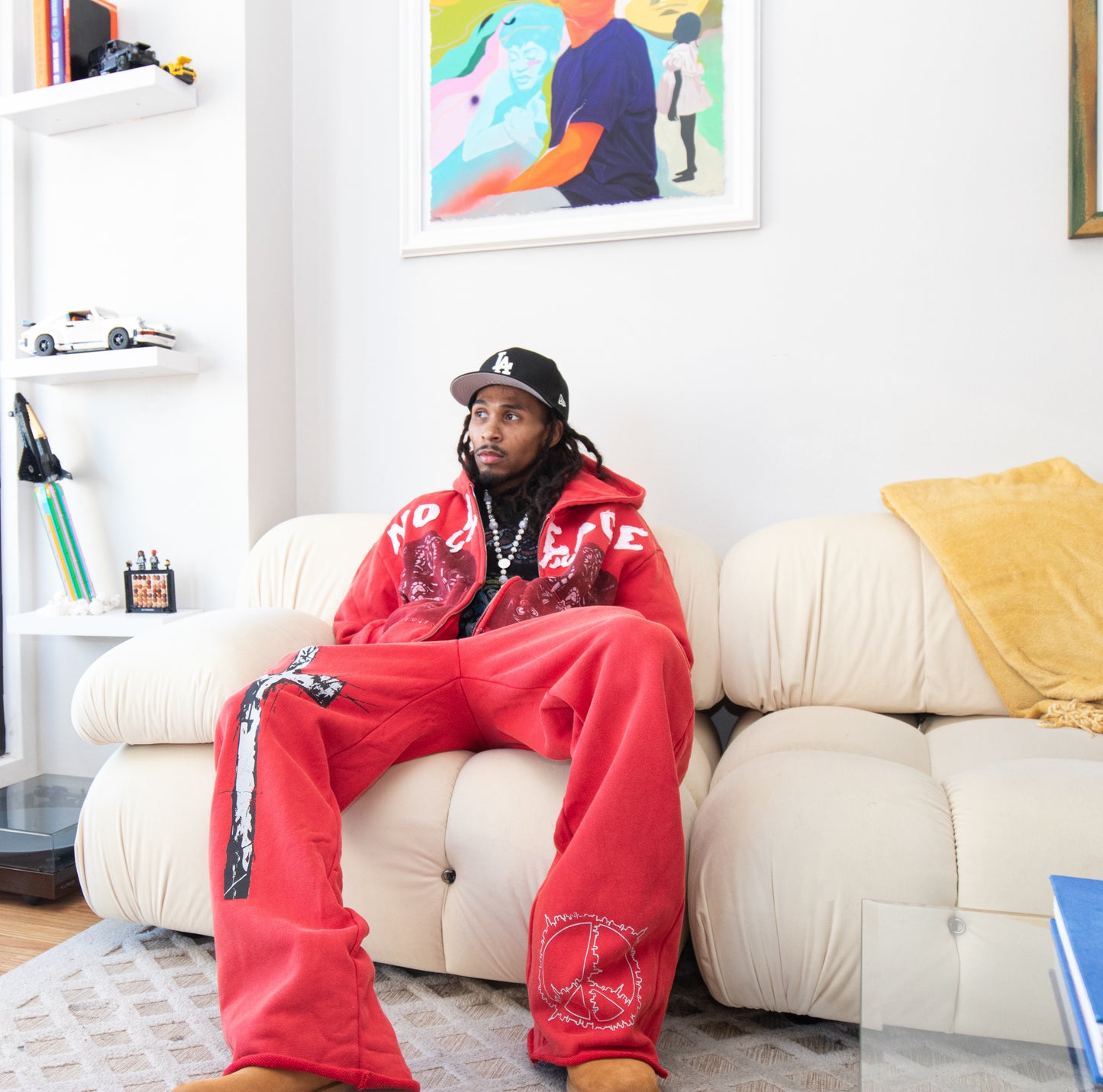 No Peace Flared Sweats (Red)