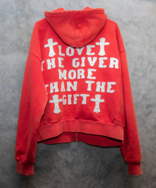 'Love The Giver' Zip Up Hoodie(Red)