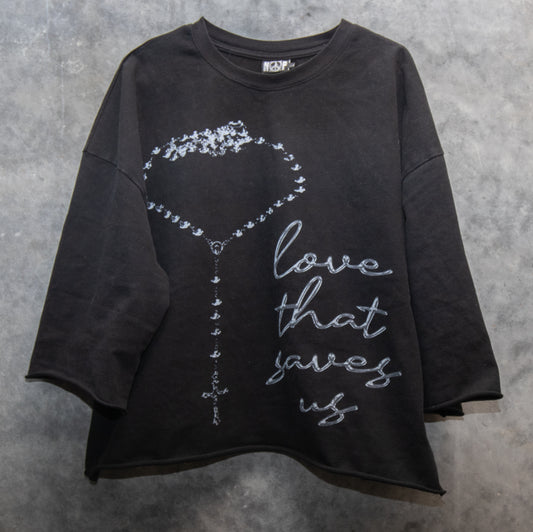 'Love That Saves Us' Oversized Crop Tee