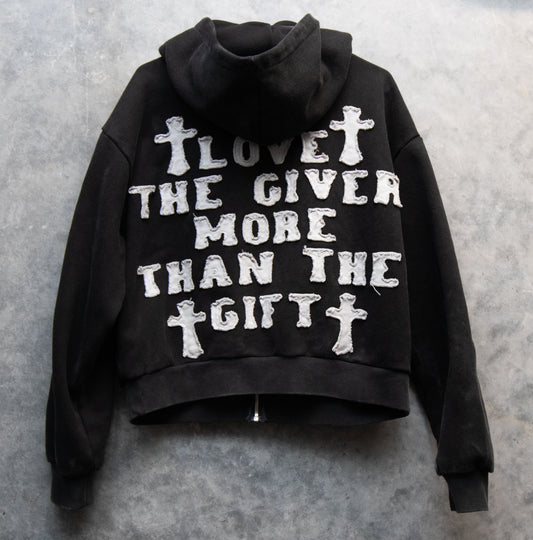 'Love The Giver' Zip Up Hoodie(Black)