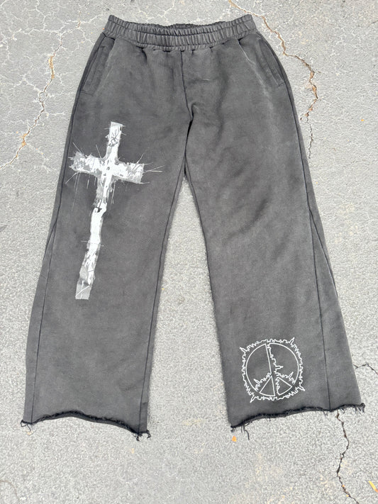 No Peace Flared Sweats (Black)