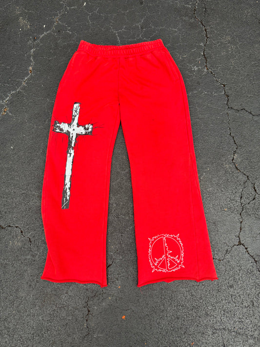 No Peace Flared Sweats (Red)