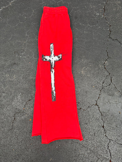 No Peace Flared Sweats (Red)