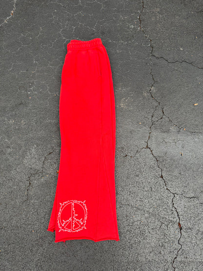 No Peace Flared Sweats (Red)